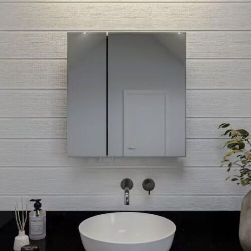 Croydex 24 in. W x 26 in. H Aluminum Recessed or Surface-Mount Bathroom Medicine Cabinet with Easy Hang System - Lot 66