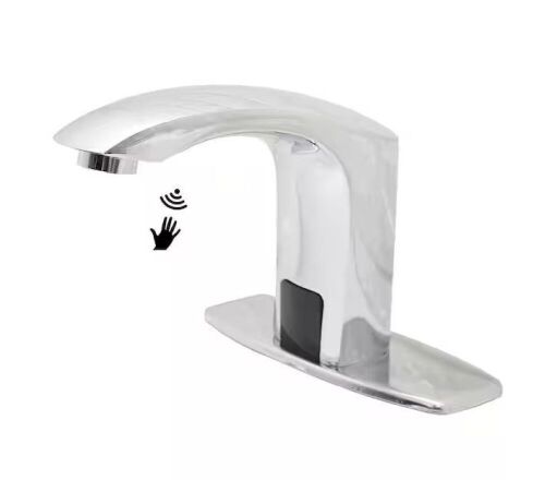 Automatic Sensor Touchless Bathroom Sink Faucet with Deck Plate in Polished Chrome  - Lot 432
