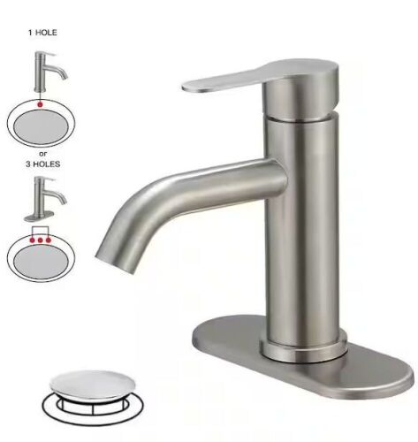 Single Hole Single-Handle Bathroom Faucet in Brushed Nickel  - Lot 628