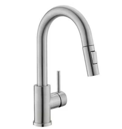 Single Handle Pull-Down Sprayer Kitchen Faucet with Reflex and Power Clean in Brushed Nickel - Lot 630