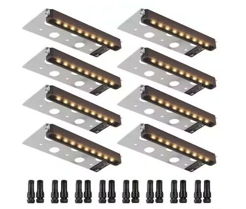 VEVOR 8PCS LED Hardscape Step Lighting 6.8 in. Wall Lights 3W 12V-24V AC/DC Paver Light IP66 3000K Swivel with Connectors - Lot 262