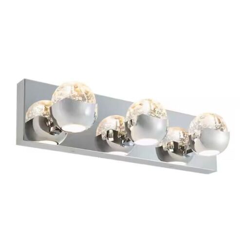 Artika Oracle 20 in. 3 Light Chrome Modern Integrated LED 5 CCT Vanity Light Bar with Bubble Glass - Lot 266