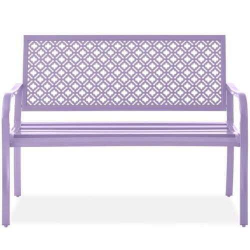 Indoor Outdoor Steel Bench w/ Geometric Backrest, Foot Levelers - Lot 77