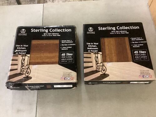 Lot of (2) Sterling Medium Oak Plank 12 in. x 12 in. Peel and Stick Vinyl Tile (45 sq. ft. / case) - Lot 183