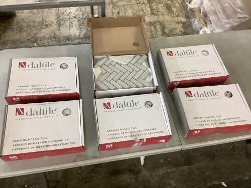 Lot of (6) Daltile Modern Renewal Parchment 9 in. x 12 in. Glazed Ceramic Herringbone Mosaic Tile (6 sq. ft./Case) - Lot 184