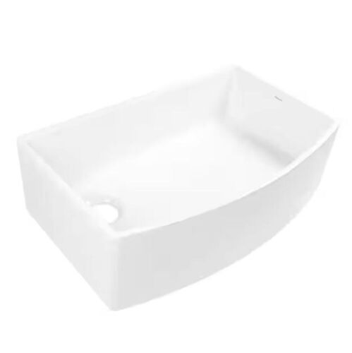 SINKOLOGY Bradstreet II 33 in. Farmhouse Apron Front Bow Front Single Bowl Crisp White Fireclay Kitchen Sink - Lot 45