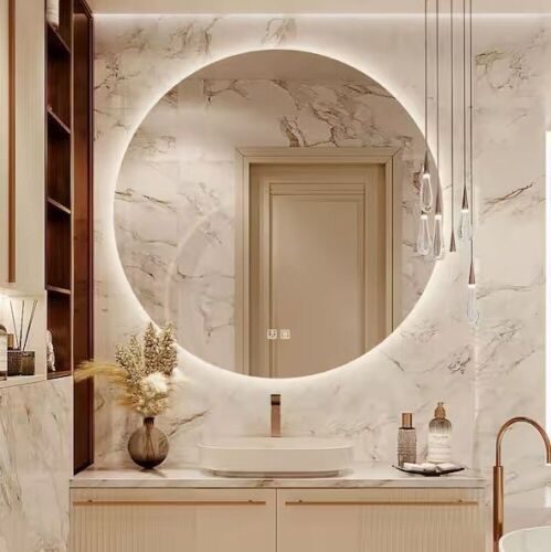 HOMLUX 40 in. W x 40 in. H Round Frameless LED Light with 3-Color and Anti-Fog Wall Mounted Bathroom Vanity Mirror - Lot 35