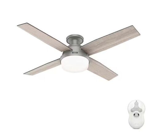 Hunter Dempsey 52 in. Indoor Matte Silver Ceiling Fan with Light Kit and Remote Included - Lot 38