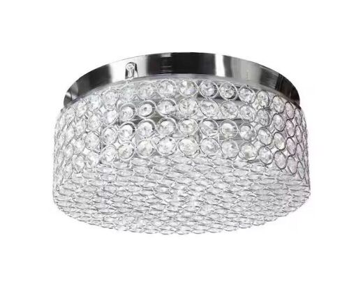 Merra 12 in. 2-Light Chrome Crystal Flush Mount - Lot 526