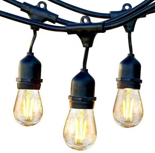 Brightech Ambience Pro 15-Light 48 ft. Outdoor Plug-in 2W 2500k LED S14 Hanging Edison Bulb String-Light - Lot 527