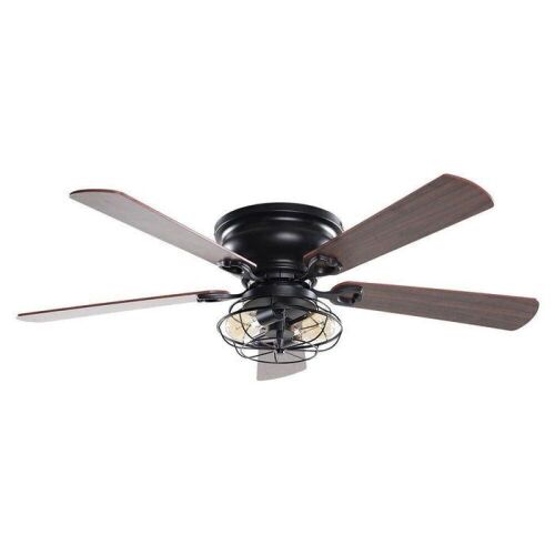 ParrotUncle 48" Ummuhan Industrial Flush Mount Ceiling Fan with Lighting - Lot 60