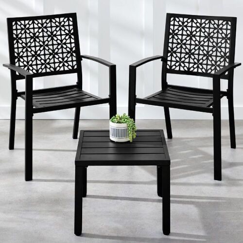 3-Piece Stackable Steel Outdoor Conversation Bistro Set - Lot 204