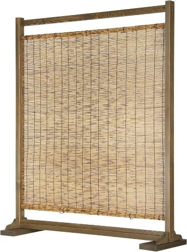 Rustic Style Wood and Reed Single Panel Privacy Screen Room Divider - Lot 27