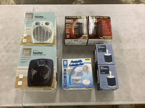 Lot of (4) Small Heaters, (2) Mini Humidifier & (1) Portable Fan - Lot 671