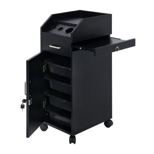 OmySalon Wooden Mobile Salon Trolley Cart w/ 4 Drawer Trays - Lot 112