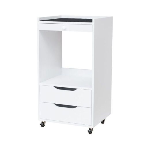 OmySalon Wooden Rolling Utility Esthetician Trolley Cart with Non-Slip Pads & Open Shelf 2 Drawers - Lot 114