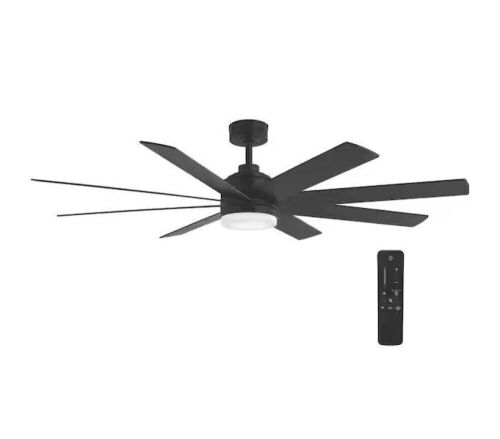 Home Decorators Collection Celene 62 in. LED Indoor/Outdoor Matte Black Ceiling Fan with Light and Remote Control with Color Changing Technology - Lot 68