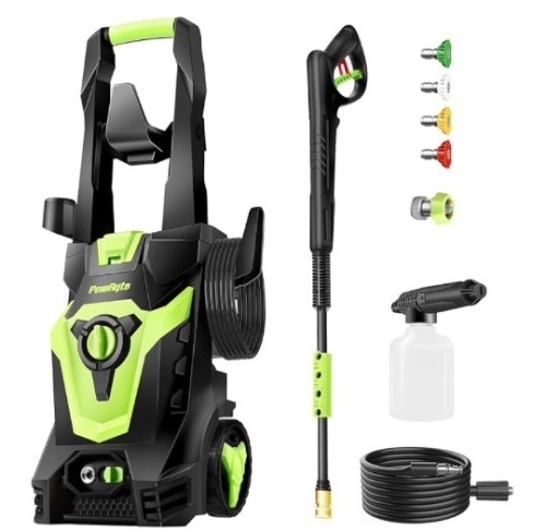 PowRyte Electric Pressure Washer, Foam Cannon, 4 Different Pressure Tips, Power Washer, 3800 PSI 2.4 GPM $179.99 - Lot 52