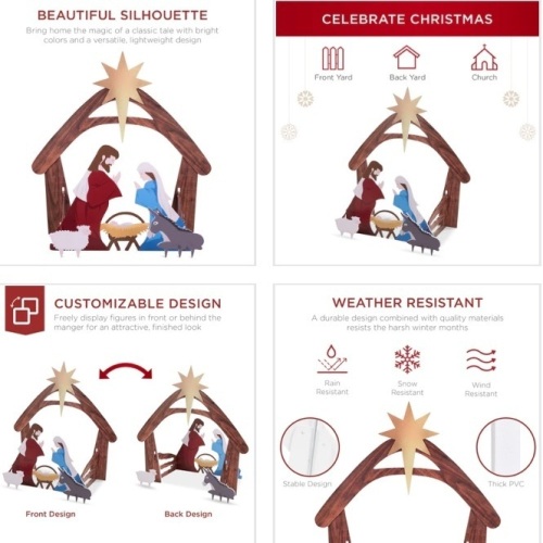 Christmas Nativity Scene Yard Decoration w/ Water Resistant PVC - 4ft $209.99 - Lot 56