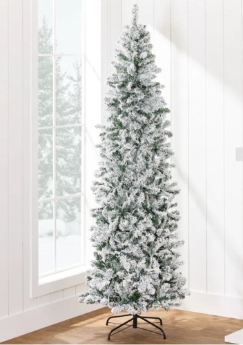 7 1/2' Snow Flocked Artificial Pencil Christmas Tree w/ Stand $199.99 - Lot 90