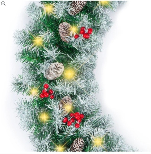Pre-Lit Pre-Decorated Garland w/ PVC Branch Tips, 50 Lights - 9ft $71.79 - Lot 97