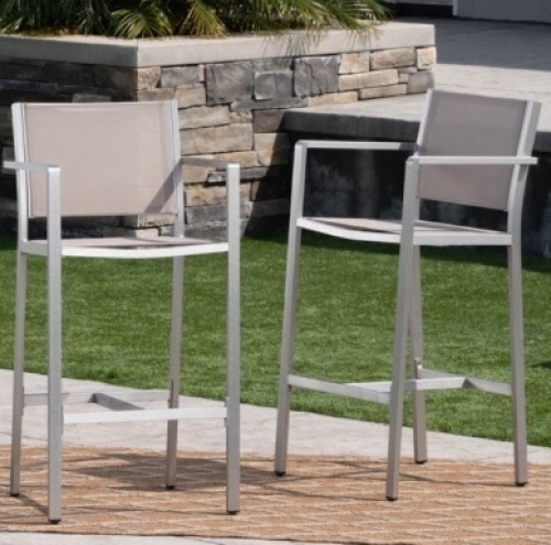 Set of 2 Aluminium BAR STOOL WITH OUTDOOR MESH $262.17 - Lot 98