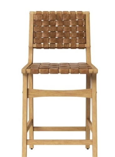 Ceylon Woven Counter Height Barstool Brown/Natural Wood - Threshold™: Rubberwood Frame, Bonded Leather, Fixed 24" Seat Height$170.00 - Lot 99