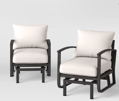 2pc Ryegate Glider Outdoor Patio Chairs, Club Chairs, Accent Chairs Weathered Teak- Linen Threshold™ $500.00 - Lot 108