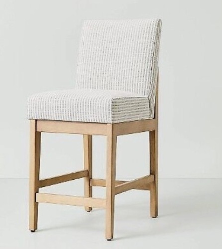 Upholstered Natural Wood Slipper Counter Stool Microstripe Gray/Cream - Hearth $149.99 - Lot 110