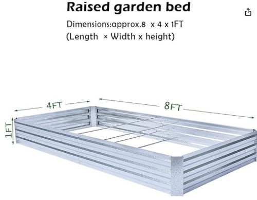 FOYUEE Galvanized Raised Garden Beds for Vegetables Large Metal Planter Box Steel Kit Flower Herb, 8x4x1ft $59.98 - Lot 114