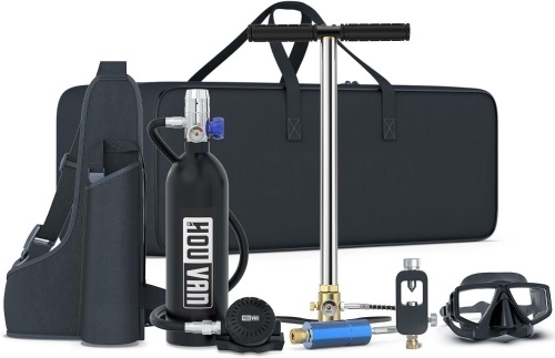 H400 Mini Scuba Tank 1.0L Scuba Tank Support 15-20 Minutes Underwater Breathing Portable Diving Tank with On-Off Valve Reusable Pony Bottle for Underwater Exploration Emergency/Recreation - Lot 3349