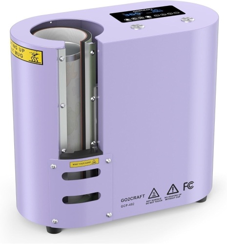 GO2CRAFT Auto Seamless Tumbler Heat Press Machine, Automatic Rotation Advanced Cup Heat Press with Fast & Even Heating, 4 Memory Modes for 11-30oz Sublimation Tumblers, Mug, Glasses(Purple) - Lot 3366