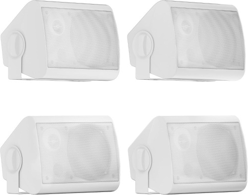 Herdio 5.25 Inches 600 Watts Passive Indoor Outdoor Speakers Wired Waterproof,Wall Mount Speakers with Loud Volume Suitable for Patio,Garden Home Theater,White (4 Speakers) - Lot 3368