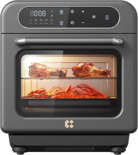 CIARRA 8-in-1 Air Fryer Oven with Steam Function,12L Mini Steam Oven Countertop with Steam, Rapid Steam, Air Fry, Vapor Bake, Steam Clean, Bake, Dried, Ferment, Grey - Lot 3468