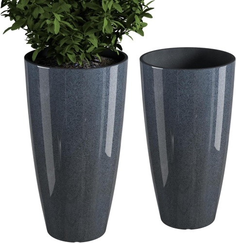 QCQHDU 21 inch Tall Planters for Outdoor & Indoor Plants, 2 Pack Sturdy Plant Flower Pots Modern Decor for Front Porch Patio Deck Living Room - Lot 3488