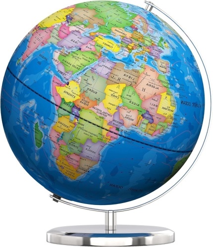 SOUNDANCE 13 Inch World Globe with Stable Heavy Metal Base, Educational Globe for Kids Learning, Large Globe Lamp with Colorful HD World Map Details, LED - Lot 3554