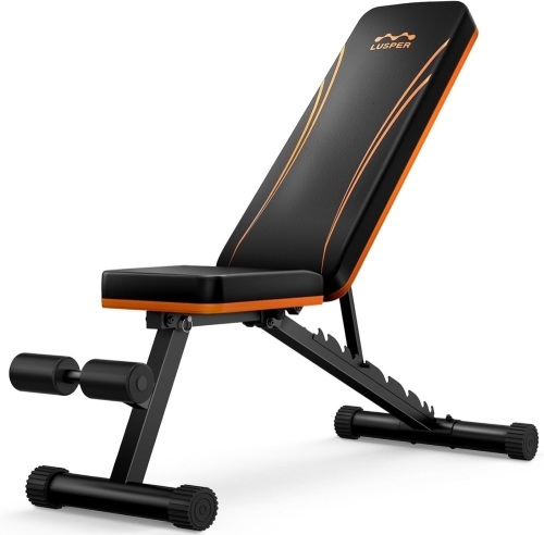 Lusper Weight Bench for Home Gym, Adjustable and Foldable 600LB Weight Bench, Multi-Purpose Workout Bench for Bench Press Sit up Incline Flat Decline - Lot 3578