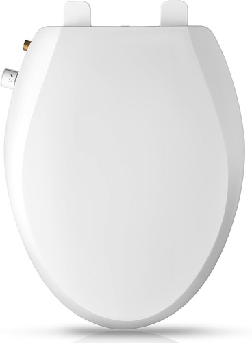 Elongated Bidet Toilet Seat with Quiet-Close, Non-Electric Bidet Toilet Seat with Self Cleaning Dual Nozzles, Fit Elongated Toilet Seat, White Bidet Attachment with Brass inlet - Lot 3583