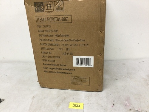 Tall Concrete Planter Bronze - Lot 3756