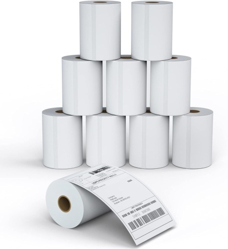 MFLABEL 10 Rolls 4x6 Direct Thermal Blank Shipping Labels for Thermal Printer Shipping Labels with Perforated - Lot 3595