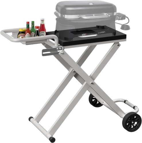 Portable Grill Cart for Weber Lumin Compact Electric Grill, Folding Outdoor Grill Table for Weber Lumin Compact, Weber Lumin Compact Grill Stand with Side Table for Weber - Lot 3609