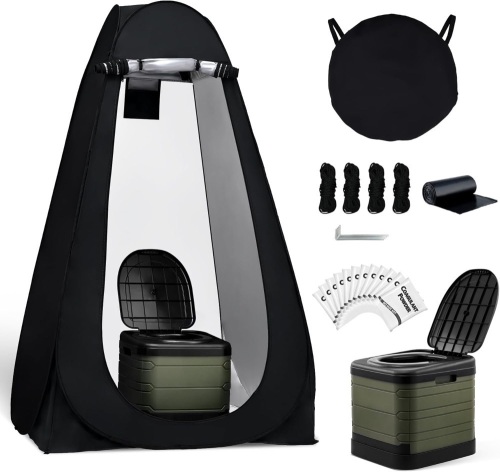 KNINE OUTDOORS Portable Camping Toilets for Adult, Outdoor Toilet for Camping, Privacy Tent with Carry Bags, Portable Potty, Washable and Foldable for RV Travel - Lot 3616