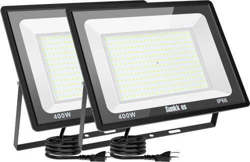 Pack 400W LED Flood Lights Outdoor, IP66 Waterproof, 6000K Daylight White Field Lights Outside Lamp, Exterior Lighting Stadium Backyard Workshop - Lot 3617