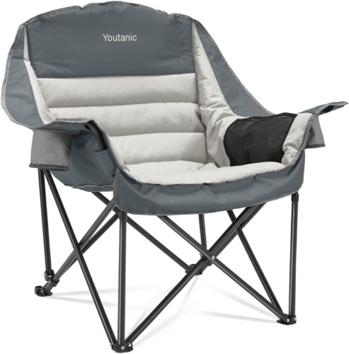 Oversized Camping Chair, Portable Folding Camping Chairs with Side Pocket, Cup Holder and Carry Bag, Heavy Duty Outdoor Camping Chairs for Adults, Fishing, Sports, Trip, up to 400lbs - Lot 3618
