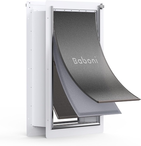 Baboni 3-Flap Pet Door for Wall, Steel Frame and Telescoping Tunnel, Aluminum Lock, Double Flap Dog Door and Cat Door, Strong and Durable (Pets Up to 220 Lb) -X-Large - Lot 3638
