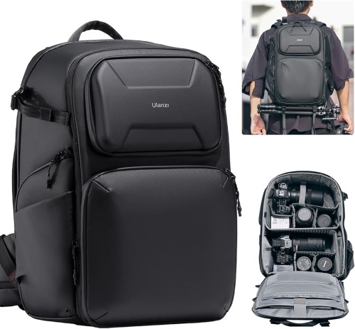 ULANZI BP10 Hardshell Camera Backpack 35L for DSLR Professional Photography Video Accessories Travel Tripod Strorage Large Waterproof Hardshell Bag for Sony Canon Women Men w Tripod&Laptop Holder - Lot 3639
