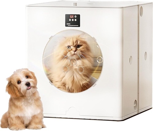 Foldable Automatic Pet Dryer Box for Cats and Small Dogs,Cat Hair Dryer with Adjustable Temperature Control and Timer, 3-Speed Settings Smart Pet Drying Box, 84L Large Capacity - Lot 3645