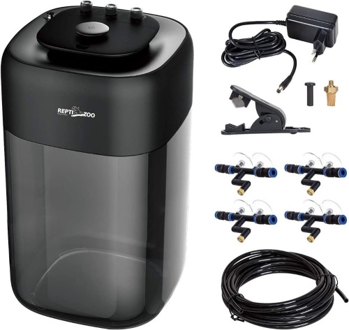 EPTI ZOO 10L Reptile Mister Fogger Terrariums Humidifier Extremly High Pressure Silent Pump Fog Machine Misting Rainforest Sprayer System Tank with 4PCS Nozzles for a Variety of Reptiles/Amphibians - Lot 3518