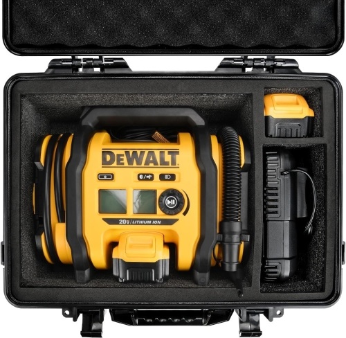 Air Compressor Hard Case Compatible with DEWALT 20V MAX Tire Inflator DCC020IB, Air Pump Storage Carrying Bag for DEWALT DCC020IB Tools, with Pocket for Battery Pack and Charging Kit -Black - Lot 3650