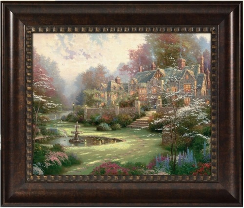 Thomas Kinkade Gardens Beyond Spring Gate 16 x 20 Brushstroke Vignette (Rich Burl) - Lot 3655